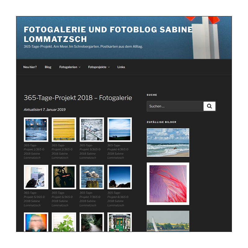 Screenshot Fotogalerie und Fotoblog Sabine Lommatzsch Fotogalerie 365-Tage-Projekt 2018