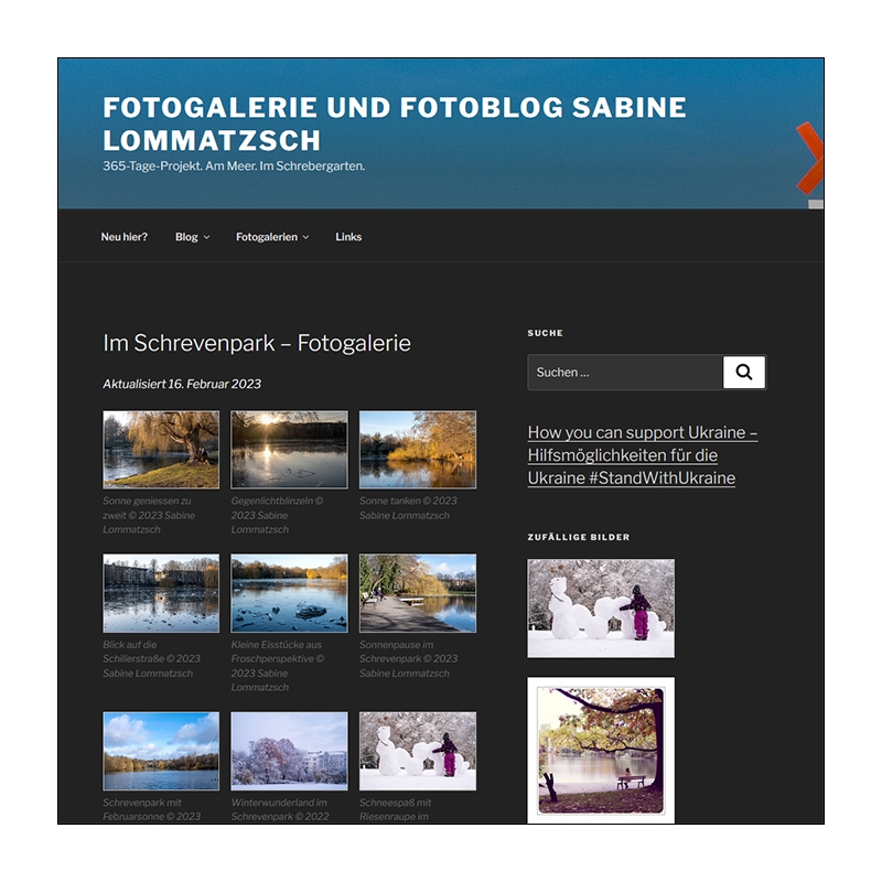 Screenshot Fotogalerie und Fotoblog Sabine Lommatzsch Fotogalerie Im Schrevenpark